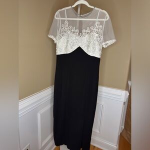 Vintage Maggy London Black and White Maxi Dress, MADE IN SRI LANKA